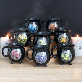 Lammas Dragon colour changing cauldron mug by Anne Stokes